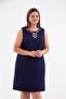 3330560 Women's Plus Size Navy Blue Stone Detailed Sleeveless Dress - 6