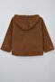 Girl's Plush Coat Hooded Zippers, Age 5-8, Brown - 4