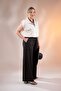 1112074 Women's Plus Size Black Pocket Linen Trousers - 7