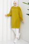 Women's Half Turtleneck Knit Detailed Knitwear Tunic Oil Green