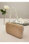 Nude Silver Luxury Suede Pearl Handle Women Evening Dress Bag Wedding Engagement Graduation - 2