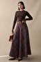 Belted Plaid Patterned Brown Skirt - 4