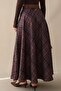Belted Plaid Patterned Brown Skirt - 3