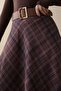 Belted Plaid Patterned Brown Skirt - 5
