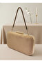 Nude Gold Luxury Suede Chain Handle Women's Evening Dress Bag - 2