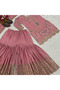 Pink Crepe Top Palazzo & Dupatta - HRT3113 | Pink