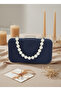 Navy Blue Luxury Suede Pearl Handle Women Evening Dress Bag Wedding Engagement Graduation - 5