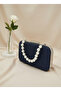 Navy Blue Luxury Suede Pearl Handle Women Evening Dress Bag Wedding Engagement Graduation - 4