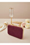 Burgundy Gold Luxury Suede Chain Handle Women's Evening Dress Bag - 6