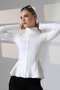 Mock Neck Fleece-Lined Volanlı Slimfit Sporcu Ceketi/Finger-Inserted Double Pockets - 6