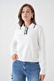 Women's Polo Button Detail Basic Knitwear Sweater 12338.Vrt