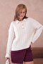 Women's Polo Button Detail Cable Knit Sweater 8530Sw - 3