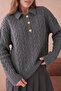 Women's Polo Button Detail Cable Knit Sweater 8530Sw - 2