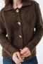 Women's Polo Neck Button Detail Fleece-Lined Knitwear Jacket 8645Sw - 2