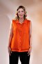 1112071 Women's Plus Size Orange Guipure Striped-Pocketed Blouse - 4