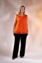 1112071 Women's Plus Size Orange Guipure Striped-Pocketed Blouse - 6
