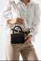 Women's Metal Gold Strap Hand and Shoulder Bag Black