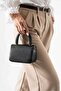 Women's Metal Gold Strap Hand and Shoulder Bag Black - 2