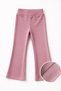 Girl's Dusty Rose, Corded Fabric , Fleece Lined Inside, High Waist, Stretchy and Soft Textured Leggings - 2