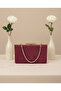 Burgundy Gold Luxury Suede Chain Handle Women's Evening Dress Bag - 5