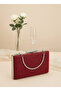 Burgundy Silver Luxury Suede Chain Handle Women's Evening Dress Bag - 4