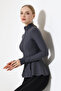 Mock Neck Modal Volanlı Slimfit Sporcu Ceketi/Finger-Inserted Double Pocket - 7