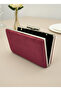 Burgundy Silver Luxury Suede Chain Handle Women's Evening Dress Bag - 4
