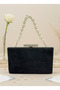 Black Silver Luxury Suede Pearl Handle Women Evening Dress Bag Wedding Engagement Graduation - 3