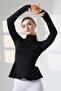 Mock Neck Modal Volanlı Slimfit Sporcu Ceketi/Double Pockets with Finger Hooks - 5