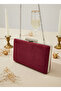Burgundy Silver Luxury Suede Chain Handle Women's Evening Dress Bag - 2
