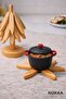 Bamboo Folding Trivet Set, 4 Pieces Heat Resistant Trivets and Stand - 3