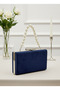 Navy Blue Luxury Suede Pearl Handle Women Evening Dress Bag Wedding Engagement Graduation - 3