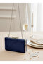 Navy Blue Luxury Suede Metal Handle Women Evening Bag Wedding Engagement Graduation - 7