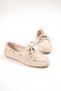 Women's Beige Suede Daily Casual Classic Lace-Up Detail Loafer Ballet Shoes - 5