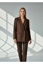 Women's Brown Cashmere Double-Breasted Oversized Blazer Jacket