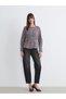 Burgundy bicycle collar plaid ruched blouse - 2