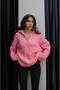 Pink Zipper-Neck Cable-Knit Sweater - 3
