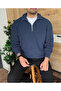 Oversized Half Zipper Sweater Thick Knitted - 4