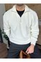 Oversized Half Zipper Sweater Thick Knitted - 3