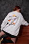 Kadın Oversize Sweatshirt- Ön Arka Baskılı Basic Model - 3