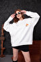 Kadın Oversize Sweatshirt- Ön Arka Baskılı Basic Model - 6
