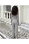 Girl's Madonna Collar Ribbed Knitted Fabric Top and Bottom Set - 2