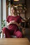 Women's Burgundy Bürümcük Fabric Large Size Tie-Dye Detailed Double Top and Bottom Sporty Stylish Daily Office Set - 5