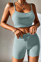 Women's Light Blue Camisole Nightgown Set with Shorts - 6