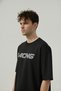 Racing Printed Oversized Wide Cut 100% Cotton Soft Textured Basic Crew Neck White T-Shirt - 3