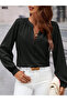 New Season Women's Stylish Crepe Blouse with Ruling Collar Front Buttoned Long Sleeves - 4