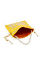 Yellow Embroidered Potli Bag with Pearl Handle & Beaded Drawstring - 8