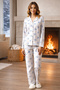 Plus Size Women's Rabbit Pattern Front Buttoned Suprem Pajama Set 0515 Gray08 - 2