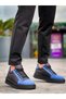 Kb-X46 Men's Casual Lace-Up Parachute Fabric Suede Sports Sneaker Shoes Pksst - Black/Blue