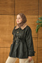 Women's Collar Velvet Trench Coat Black - 4